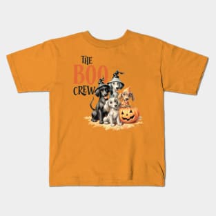 The Boo Crew Vintage Halloween Dogs Kids T-Shirt